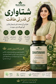 NutriHerbs Shatavari Capsules – 100% Pure Natural (100 Capsules)