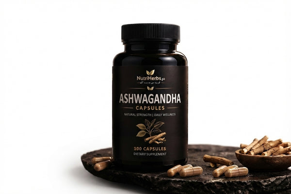 NutriHerbs Ashwagandha Capsules | 100 Capsules | Pure & Natural Organic Stress Relief & Daily Vitality