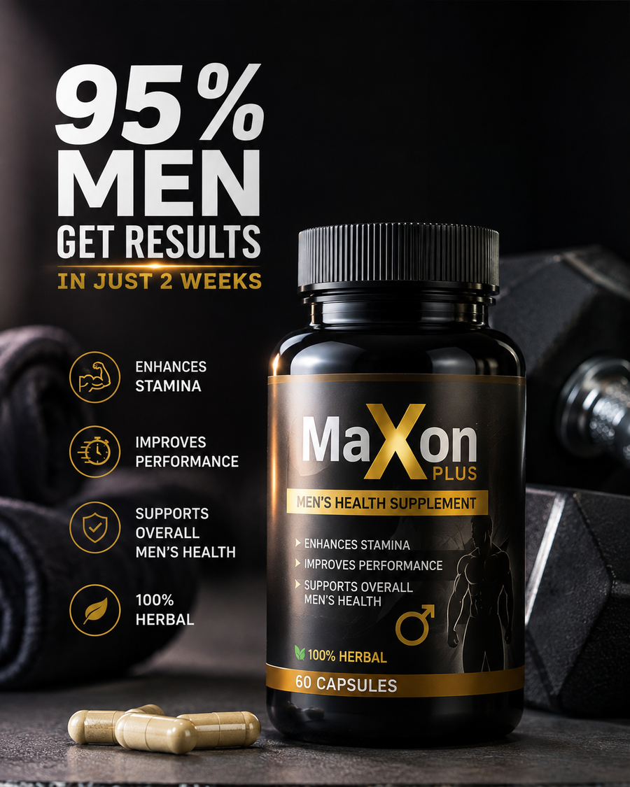 Maxon Plus Men's Health Supplement – 100% Herbal Stamina & Performance Booster (60 Capsules)