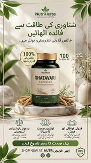 NutriHerbs Shatavari Capsules – 100% Pure Natural (100 Capsules)